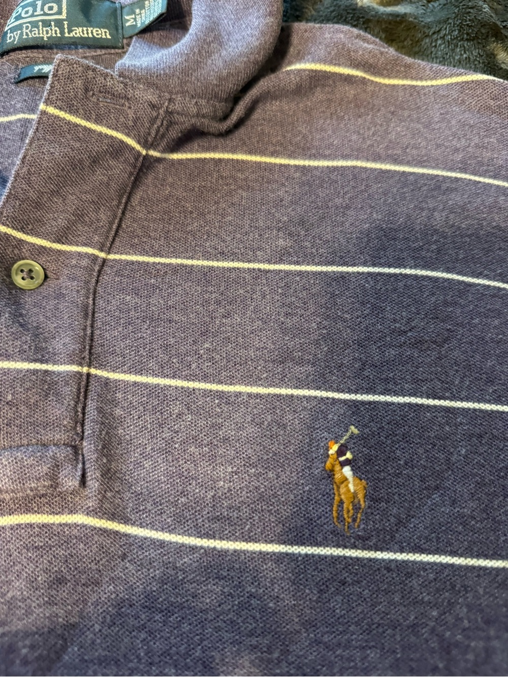 Ralph Lauren Men’s Purple Polo with White Stripes - Picture 2 of 7
